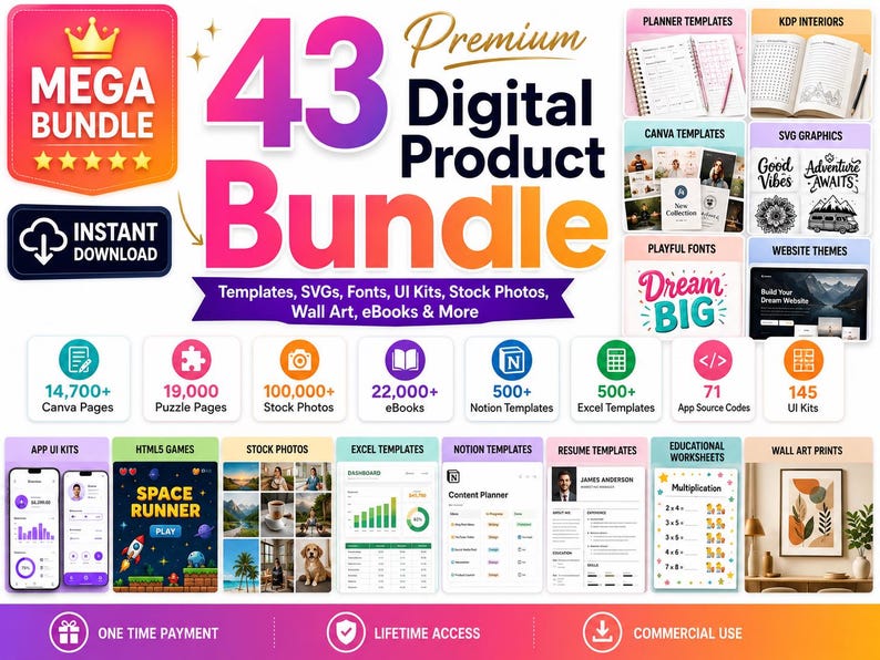 Ultimate Digital Creator Vault - 43 Canva, KDP, Notion & Asset Bundles - product preview